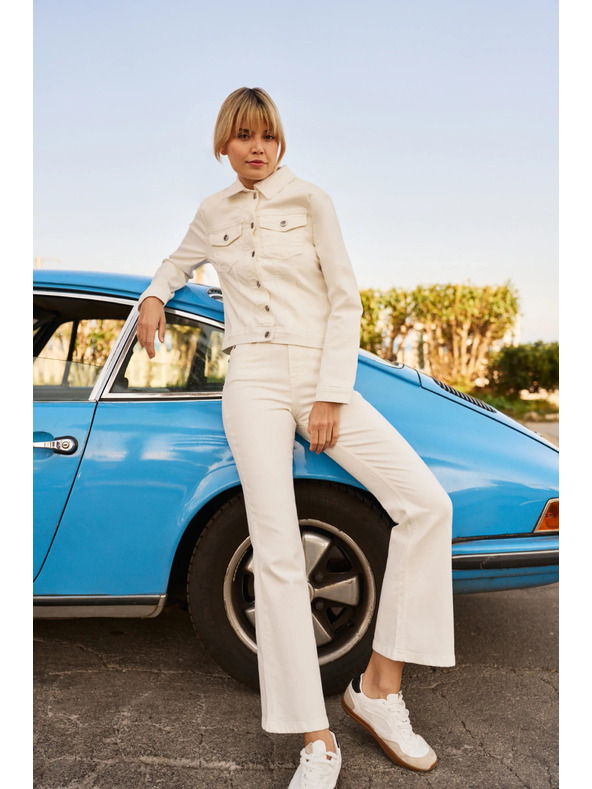 Moodo Blugi evazați crem pentru femei