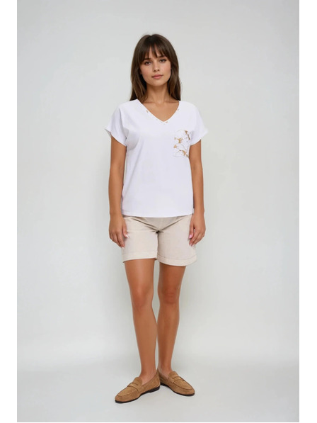 Moodo Tricou de damă din bumbac Moodo – alb