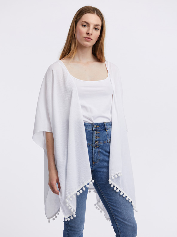 Orsay Cardigan alb de damă cu dantelă ORSAY