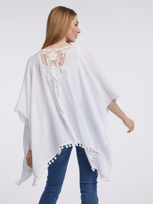 Orsay Cardigan alb de damă cu dantelă ORSAY