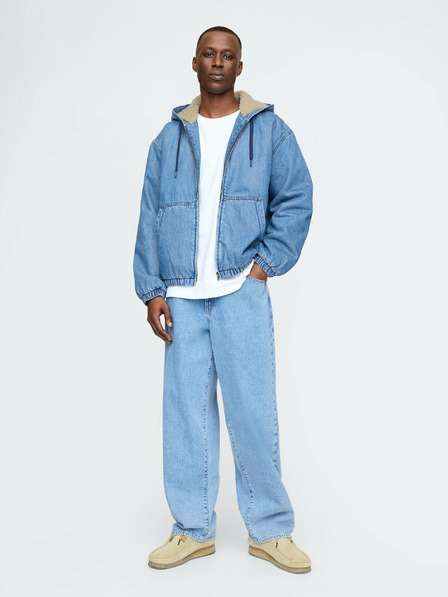GAP Hanorac oversize din denim cu căptușeală sherpa GAP