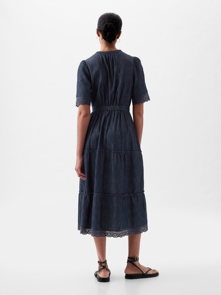 GAP Rochie midi din denim cu dantelă GAP