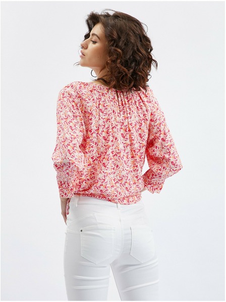 Orsay Bluză cu imprimeu floral roz-portocaliu pentru femei ORSAY
