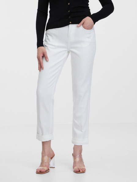 Orsay Blugi boyfriend decupați de damă albi ORSAY