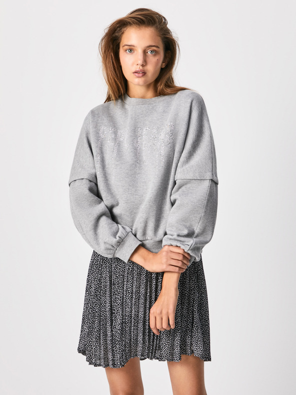 Pepe Jeans Hanorac gri deschis pentru femei cu detalii decorative Pepe Jeans Debbie