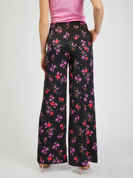 Orsay Pantaloni largi florali de damă negri ORSAY