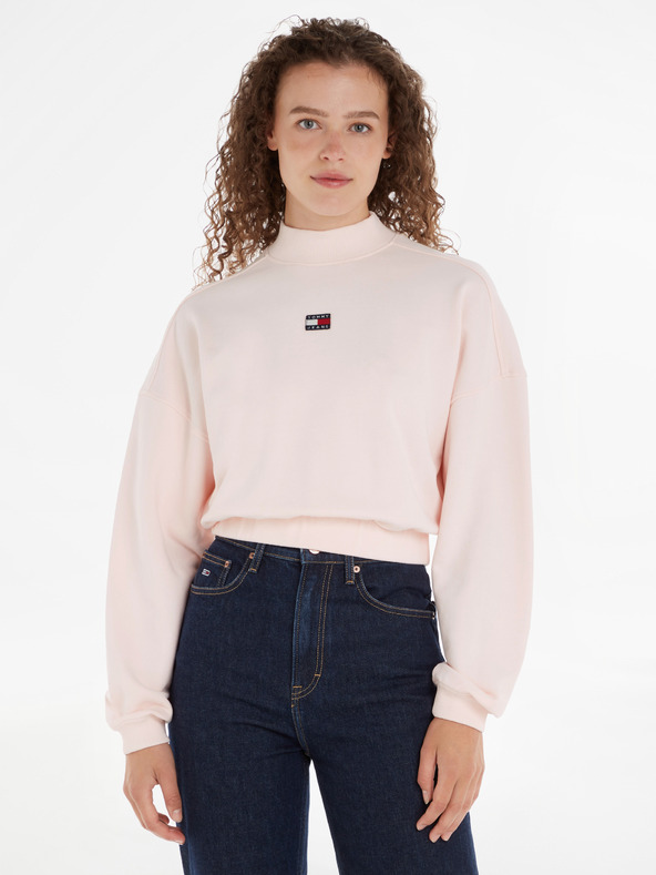 Tommy Jeans Mock Neck Badge Boxy Cropped Hanorac Roz
