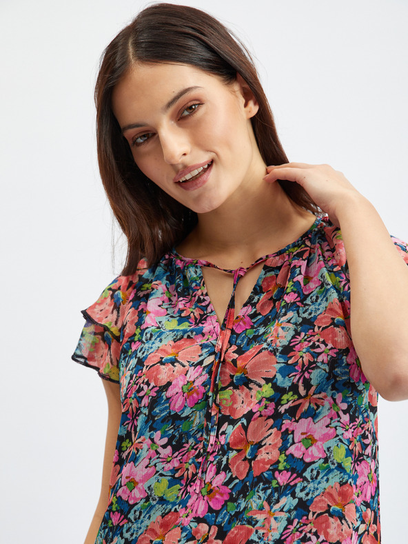 Orsay Bluză cu model floral roșu-negru de damă ORSAY