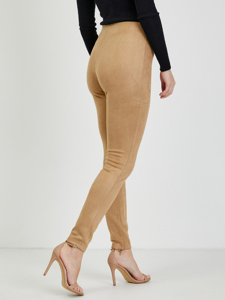 Orsay Pantaloni de damă maro deschis cu finisaj de piele întoarsă ORSAY