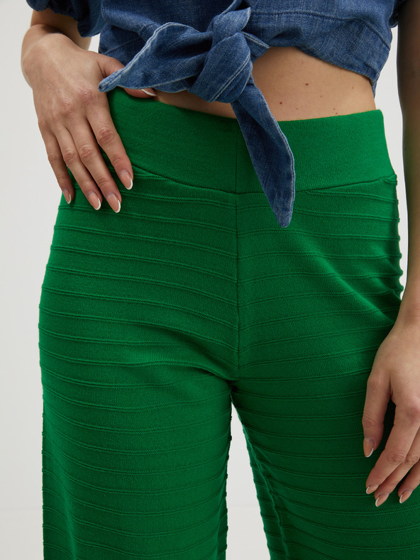 ONLY Pantaloni cu picior lat cu nervuri verzi pentru femei ONLY Cata