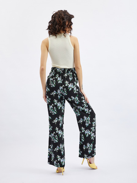 Orsay Pantaloni largi pentru femei florali de culoare albastru și negru