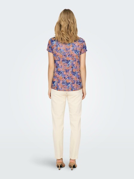 ONLY Tricou floral portocaliu și albastru ONLY Rilla