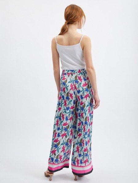 Orsay Pantaloni de damă florali albastru deschis ORSAY