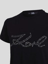 Karl Lagerfeld Tricou negru pentru femei KARL LAGERFELD Rhinestone Logo