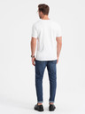 Ombre Clothing Tricou alb cu decolteu în V pentru bărbați Ombre Clothing