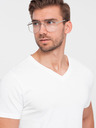 Ombre Clothing Tricou alb cu decolteu în V pentru bărbați Ombre Clothing