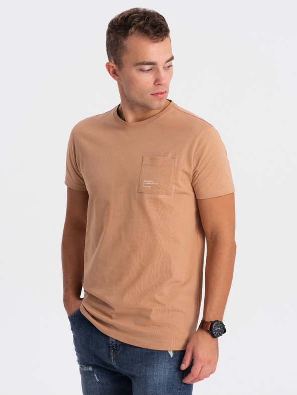 Ombre Clothing Tricou maro deschis pentru bărbați, îmbrăcăminte Ombre