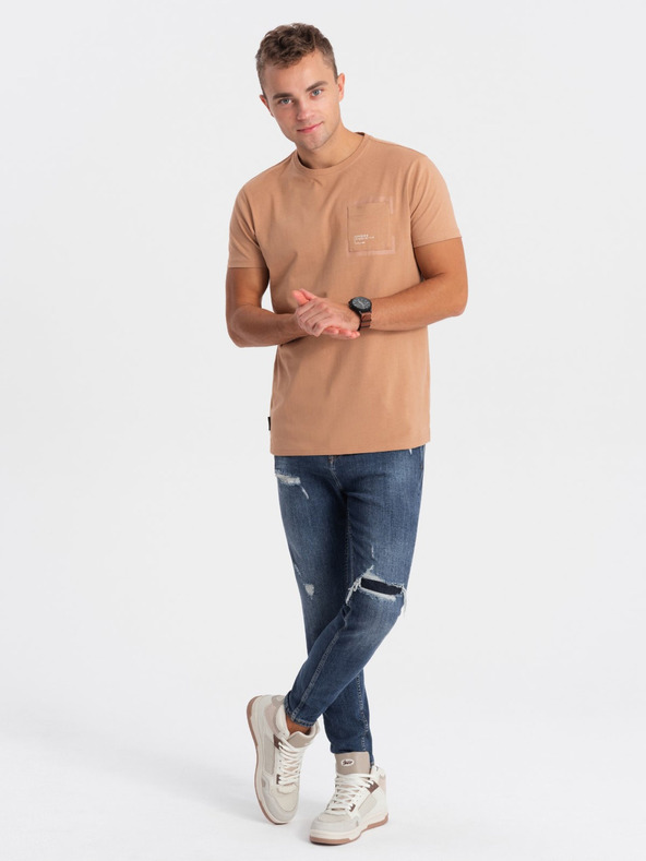 Ombre Clothing Tricou maro deschis pentru bărbați, îmbrăcăminte Ombre