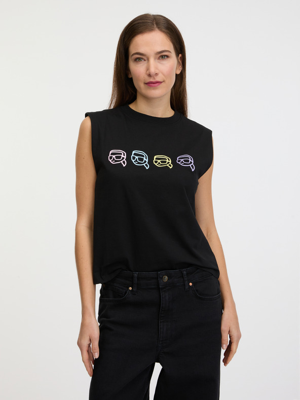 Karl Lagerfeld Tricou negru pentru femei KARL LAGERFELD Ikonik 2.0 Outline Tank