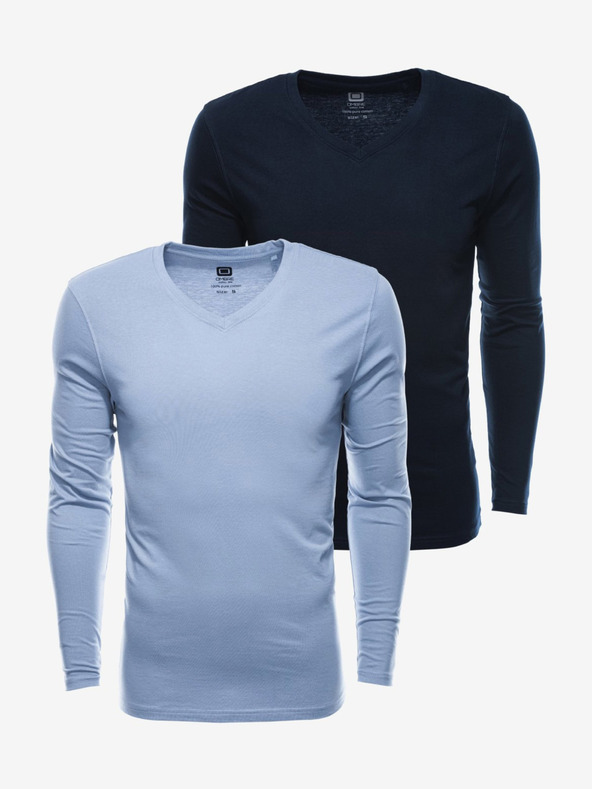 Ombre Clothing Set de două tricouri basic pentru bărbați în albastru deschis și albastru închis by Ombre Clothing