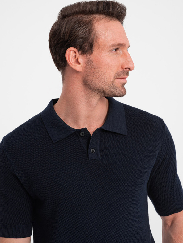 Ombre Clothing Tricou polo albastru închis pentru bărbați Ombre Clothing