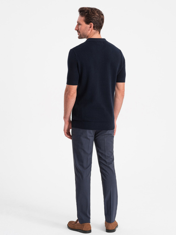 Ombre Clothing Tricou polo albastru închis pentru bărbați Ombre Clothing