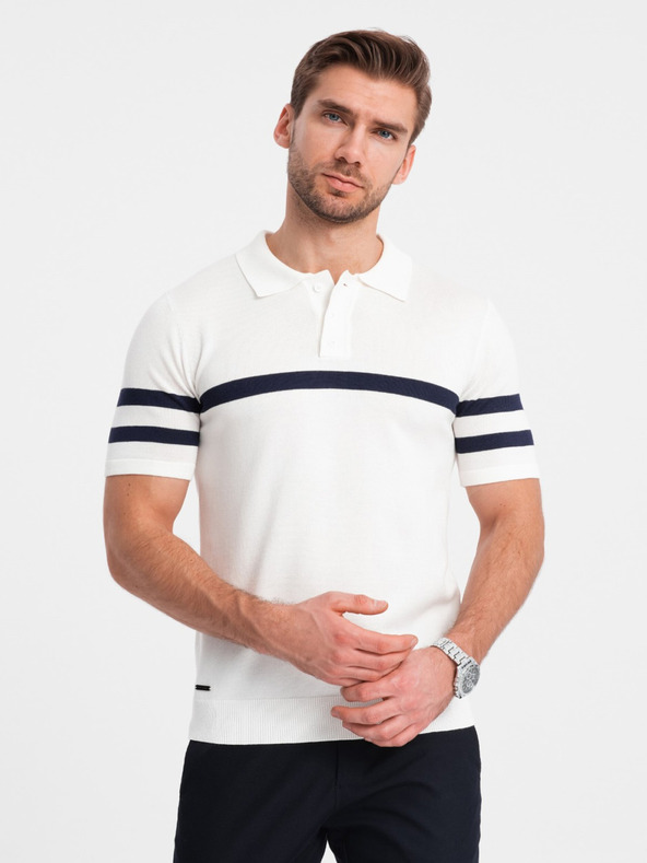 Ombre Clothing Tricou polo alb pentru bărbați Ombre Clothing
