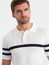Ombre Clothing Tricou polo alb pentru bărbați Ombre Clothing