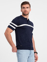 Ombre Clothing Tricou polo albastru închis pentru bărbați Ombre Clothing