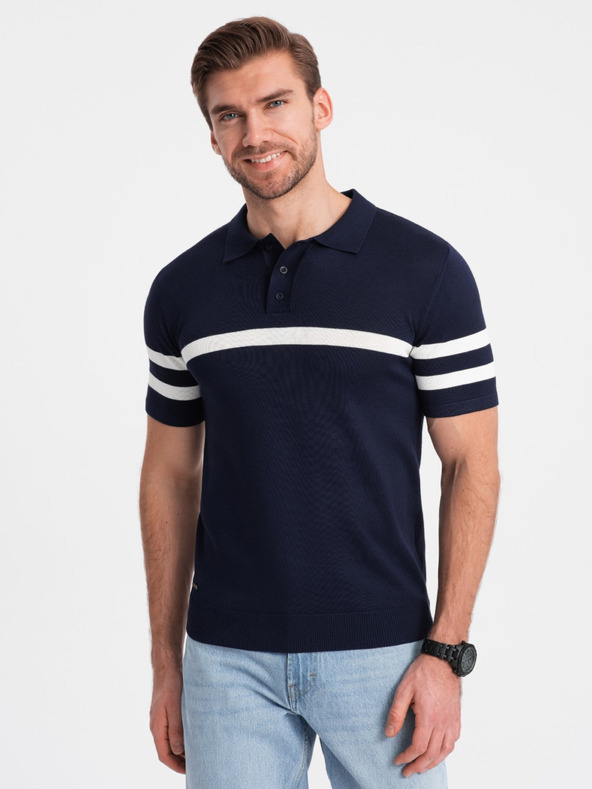 Ombre Clothing Tricou polo albastru închis pentru bărbați Ombre Clothing