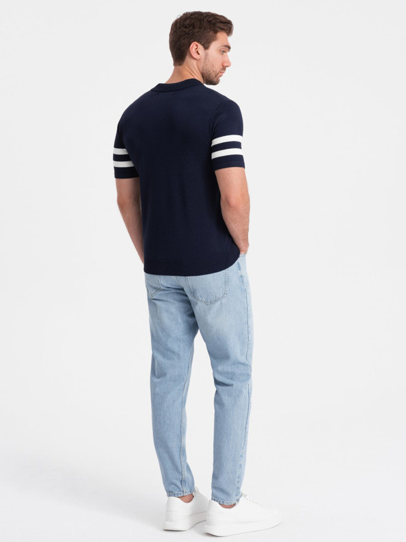 Ombre Clothing Tricou polo albastru închis pentru bărbați Ombre Clothing