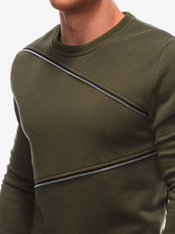 Ombre Clothing Hanorac verde pentru bărbați cu fermoare decorative Ombre Clothing