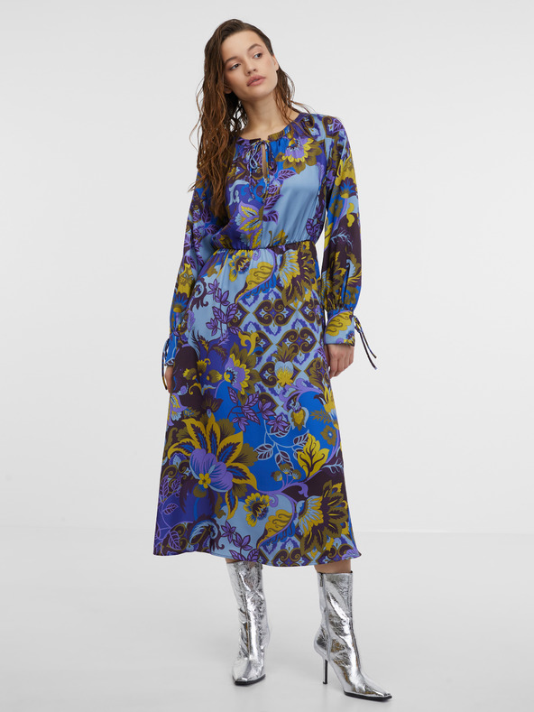 Orsay Rochie midi din satin cu model albastru pentru femei ORSAY