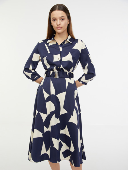 Orsay Rochie midi bej și albastru cu model din satin pentru femei ORSAY
