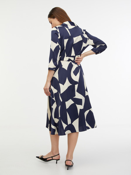 Orsay Rochie midi bej și albastru cu model din satin pentru femei ORSAY