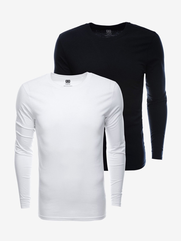 Ombre Clothing Set de două tricouri basic pentru bărbați în alb și negru de la Ombre Clothing