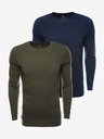 Ombre Clothing Set de două tricouri basic pentru bărbați în kaki și albastru închis de la Ombre Clothing