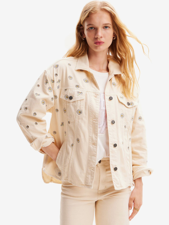 Desigual Flowers Jachetă Alb