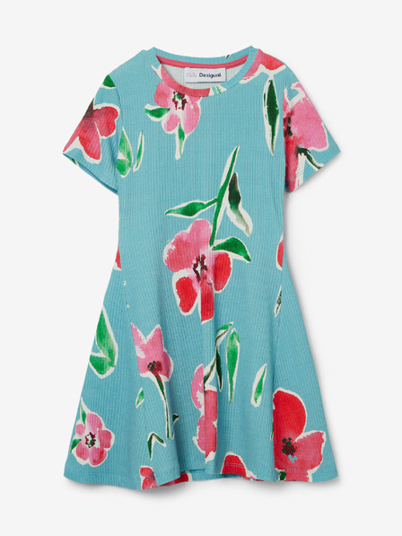 Desigual Rochie florală pentru fete roz și turcoaz Desigual Belisa