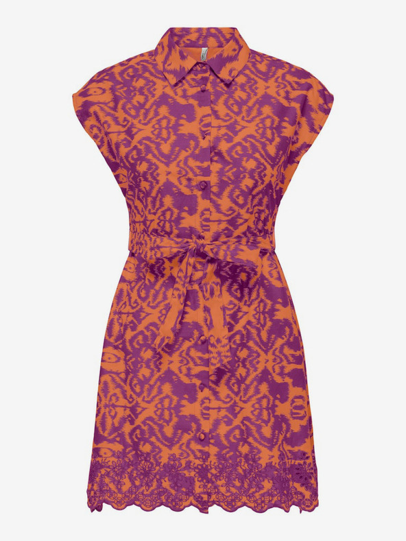 ONLY Rochie cămașă cu model portocaliu și violet pentru femei ONLY Lou