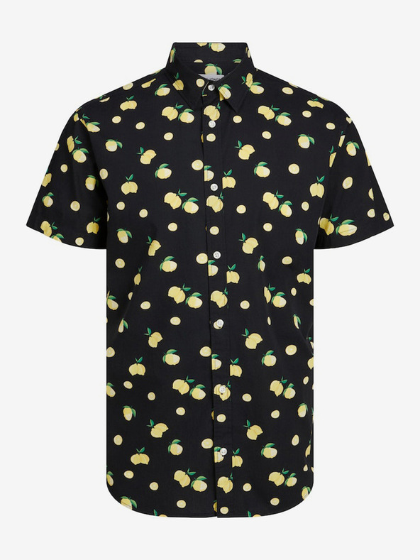 Jack & Jones Cămașă cu mânecă scurtă cu model negru pentru bărbați Jack & Jones Sunshade