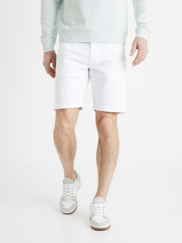 Celio Pantaloni scurți din denim albi pentru bărbați Celio Dofirstbm