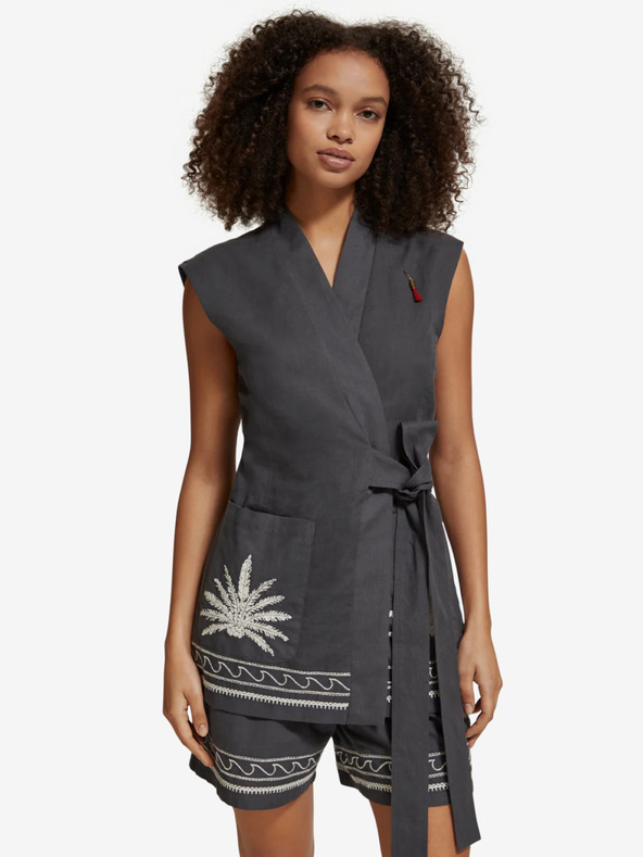 Scotch & Soda Vestă din in gri pentru femei Scotch & Soda