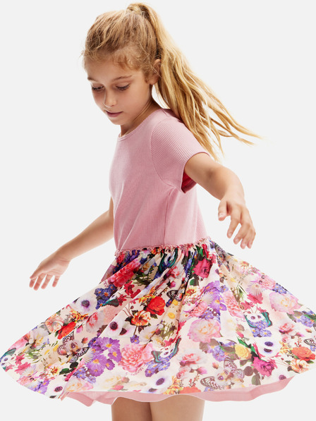Desigual Rochie florală pentru fete Desigual Aixa roz