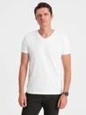 Ombre Clothing Tricou de bază alb pentru bărbați cu decolteu în V Ombre Clothing