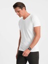 Ombre Clothing Tricou de bază alb pentru bărbați cu decolteu în V Ombre Clothing