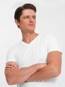 Ombre Clothing Tricou de bază alb pentru bărbați cu decolteu în V Ombre Clothing