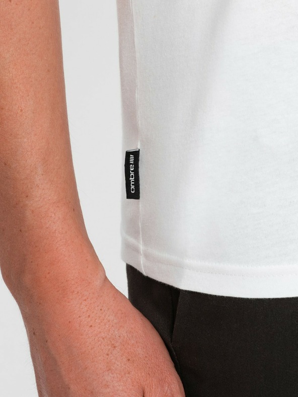 Ombre Clothing Tricou de bază alb pentru bărbați cu decolteu în V Ombre Clothing