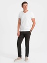 Ombre Clothing Tricou de bază alb pentru bărbați cu decolteu în V Ombre Clothing