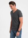 Ombre Clothing Tricou basic cu decolteu în V, gri închis, pentru bărbați Ombre Clothing